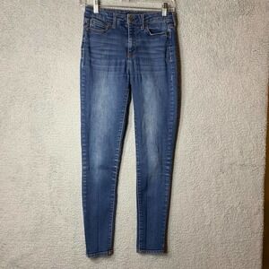 Aeropostale Jeans Womens 2 Blue High Waisted Stretch Denim Jegging‎ Distressed